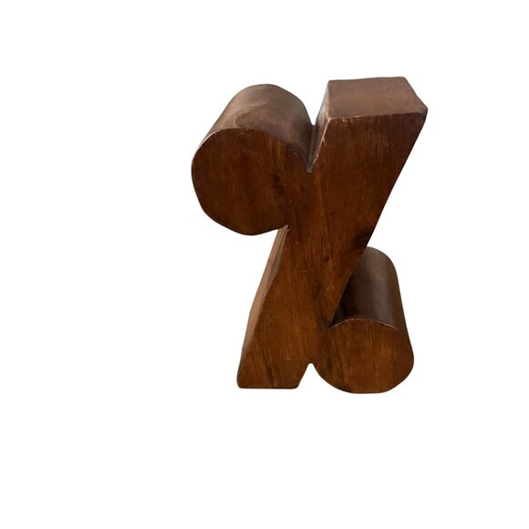 Handcrafted Solid Wood % Symbol Decorative Bookends - Picture 3 of 7